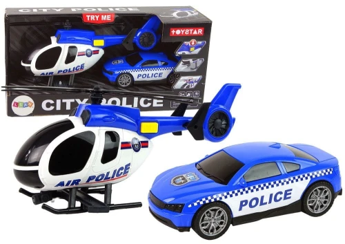 Samochód  policyjny Zestaw Pojazdów Helikopter Auto Lean (12963)