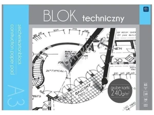 Blok techniczny Interdruk A3 biały 240g 10k [mm:] 297x420 (BLTA3PRE)