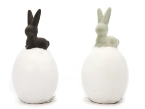 Ozdoba wielkanocna aksamitne jajko z zającem 15cm One Dollar (358768)
