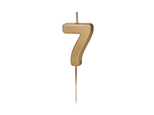 Świeczka urodzinowa Cyferka 7, 4.5 cm, złoty Partydeco (SCU9-7)