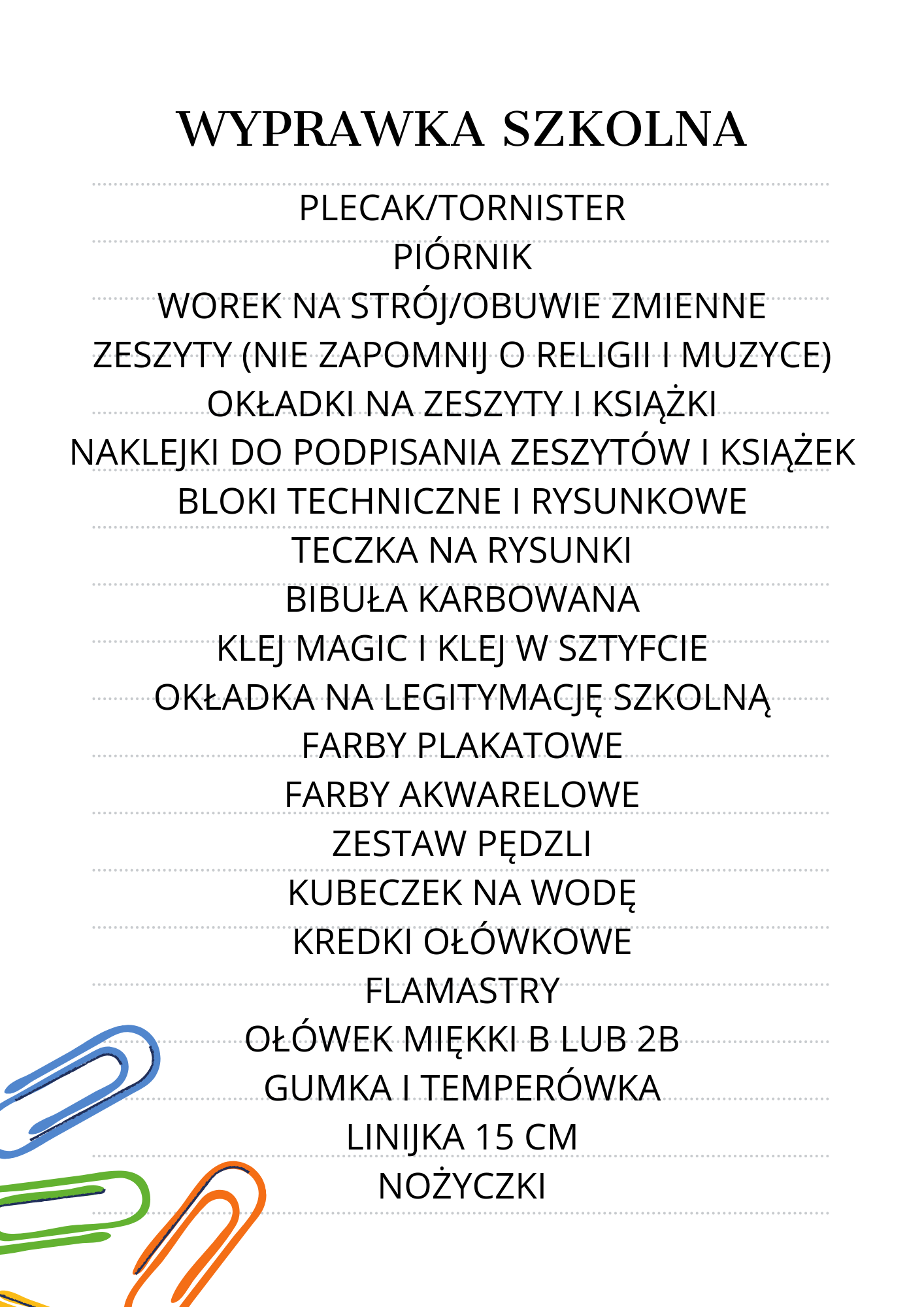 wyprawka szkolna